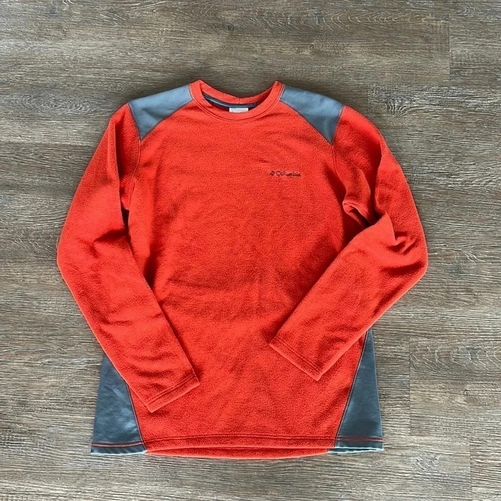 Men’s Columbia orange and grey fleece long sleeve